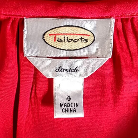 Talbots Red Silk Split Flyaway Front Tunic Top - Picture 5 of 7